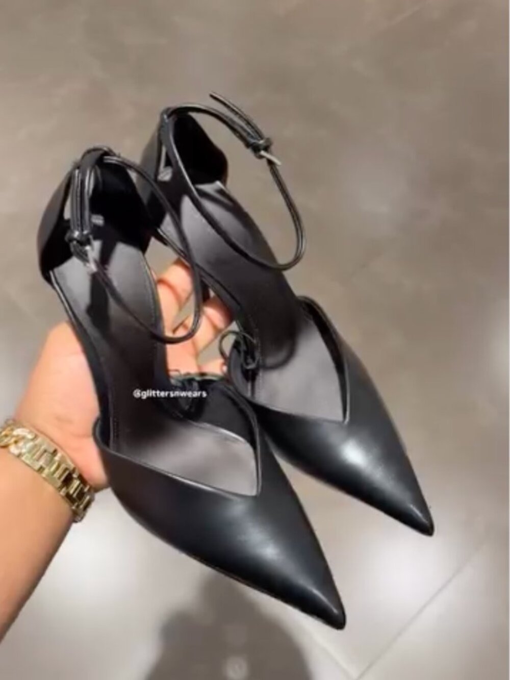 ZARA Black Slingback Ankle Strap Heels Pointed Toe Stiletto NWOT EU 41 / US 10 - Picture 4 of 11